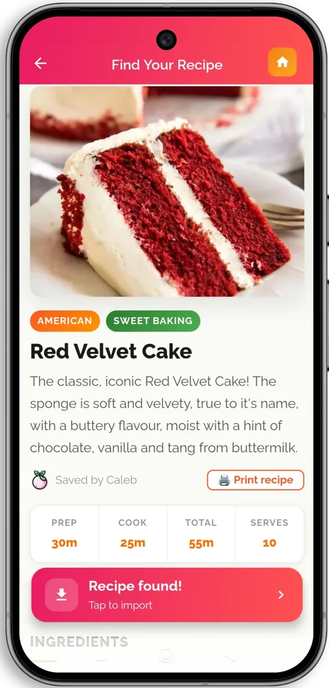 Savor detecting a recipe on a website for one-tap import